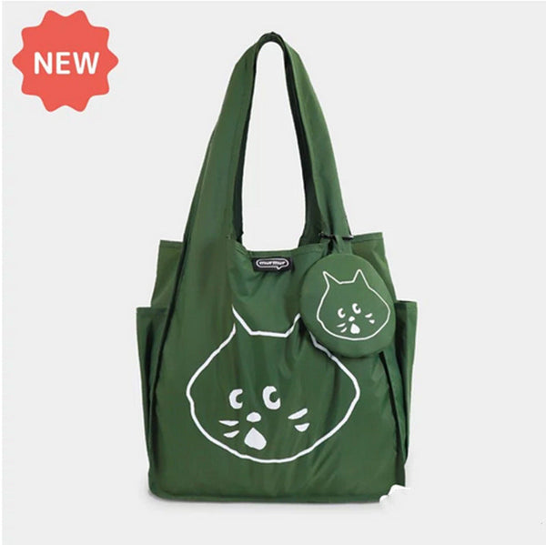 Black Foldable Waterproof Shopping Tote Bag Set Large Capacity Lightweight Reusable Grocery Bag With Matching Pouch Women's Bags & Handbags