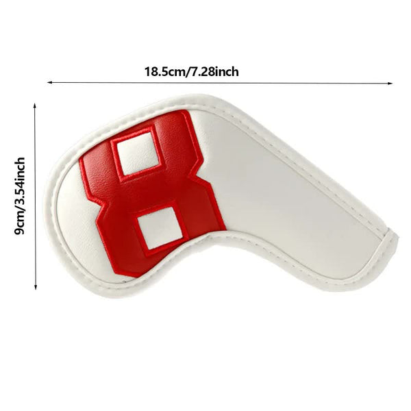 Colorful Words On White Background Pu Leather Golf Iron Headcovers Set (10Pcs) Numbered Protective Club Covers (4 9 A L) Universal Fit Club Head Cover