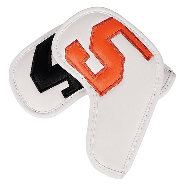 Colorful Words On White Background Pu Leather Golf Iron Headcovers Set (10Pcs) Numbered Protective Club Covers (4 9 A L) Universal Fit Club Head Cover