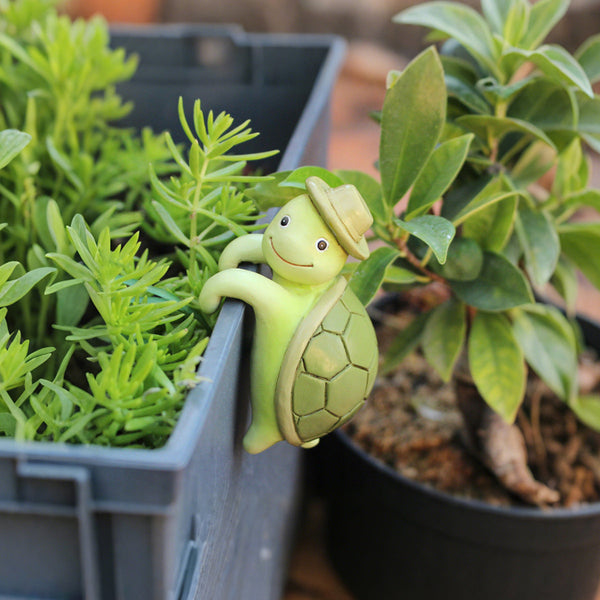 2 Pcs Green Cute Resin Turtle Pot Hanger Garden Planter Pal Figurine Decoration Ornaments & Statues