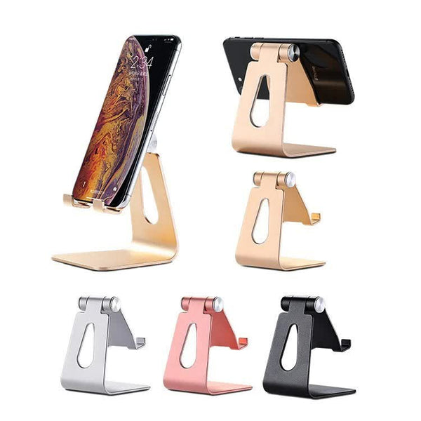 2 Pcs Black Foldable Aluminum Alloy Phone & Tablet Stand Adjustable Portable Desktop Holder Mounts & Holders