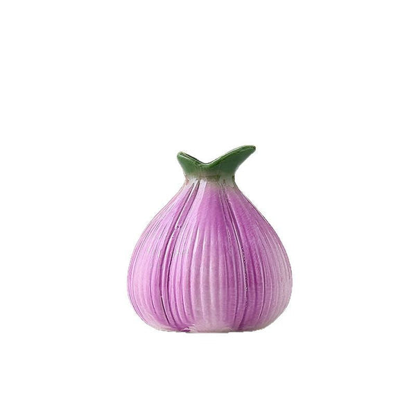 2 Pcs Purple Creative Onion Shaped Ceramic Vase For Hydroponic Plants Cute Ins Style Floral Decor Living Room Or Office Vases