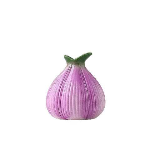 2 Pcs Purple Creative Onion Shaped Ceramic Vase For Hydroponic Plants Cute Ins Style Floral Decor Living Room Or Office Vases