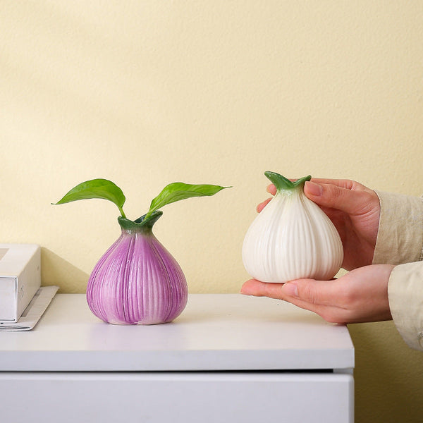 2 Pcs Purple Creative Onion Shaped Ceramic Vase For Hydroponic Plants Cute Ins Style Floral Decor Living Room Or Office Vases
