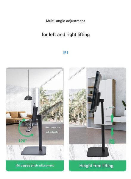 Silver Aluminum Alloy Phone And Tablet Stand Telescopic Desktop Holder For Live Streaming Hands Free Use Mounts Stands & Holders