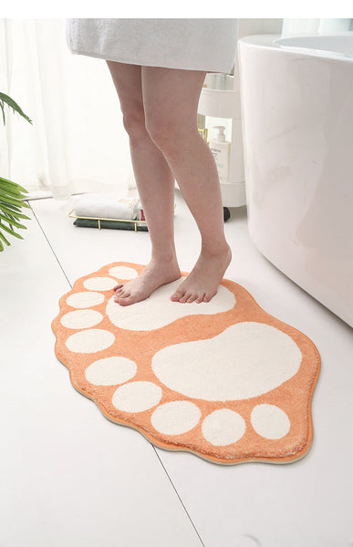 2 Pcs Green And White Foot Shaped Plush Bath Mat Non Slip Absorbent Bathroom Rug For Bedroom Doorway (50X80cm) Bath Mats Rugs & Toilet Covers
