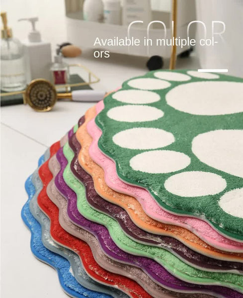 2 Pcs Green And White Foot Shaped Plush Bath Mat Non Slip Absorbent Bathroom Rug For Bedroom Doorway (50X80cm) Bath Mats Rugs & Toilet Covers