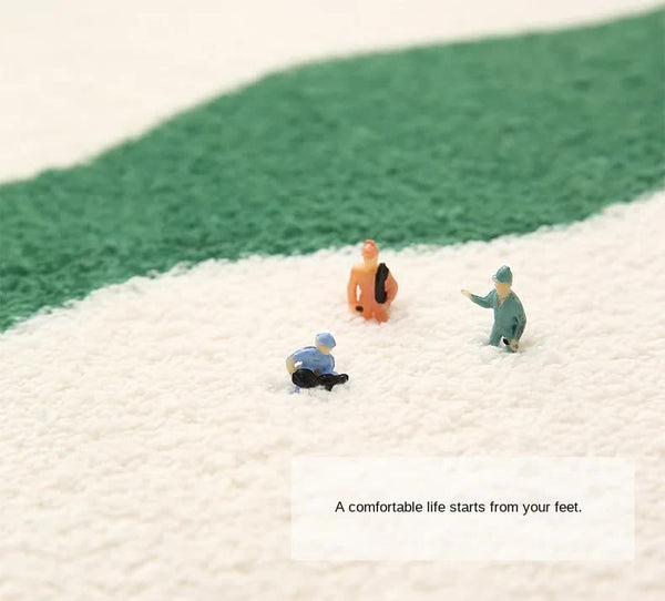 2 Pcs Green And White Foot Shaped Plush Bath Mat Non Slip Absorbent Bathroom Rug For Bedroom Doorway (50X80cm) Bath Mats Rugs & Toilet Covers