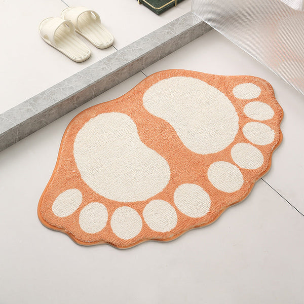 2 Pcs Green And White Foot Shaped Plush Bath Mat Non Slip Absorbent Bathroom Rug For Bedroom Doorway (50X80cm) Bath Mats Rugs & Toilet Covers