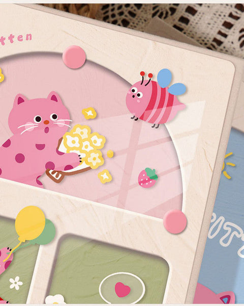 Cover 1 Colorful 7 Inch 100 Photo Cartoon Cat Album Large Capacity Family Storage Book With Suede And Crystal Photo Albums & Boxes