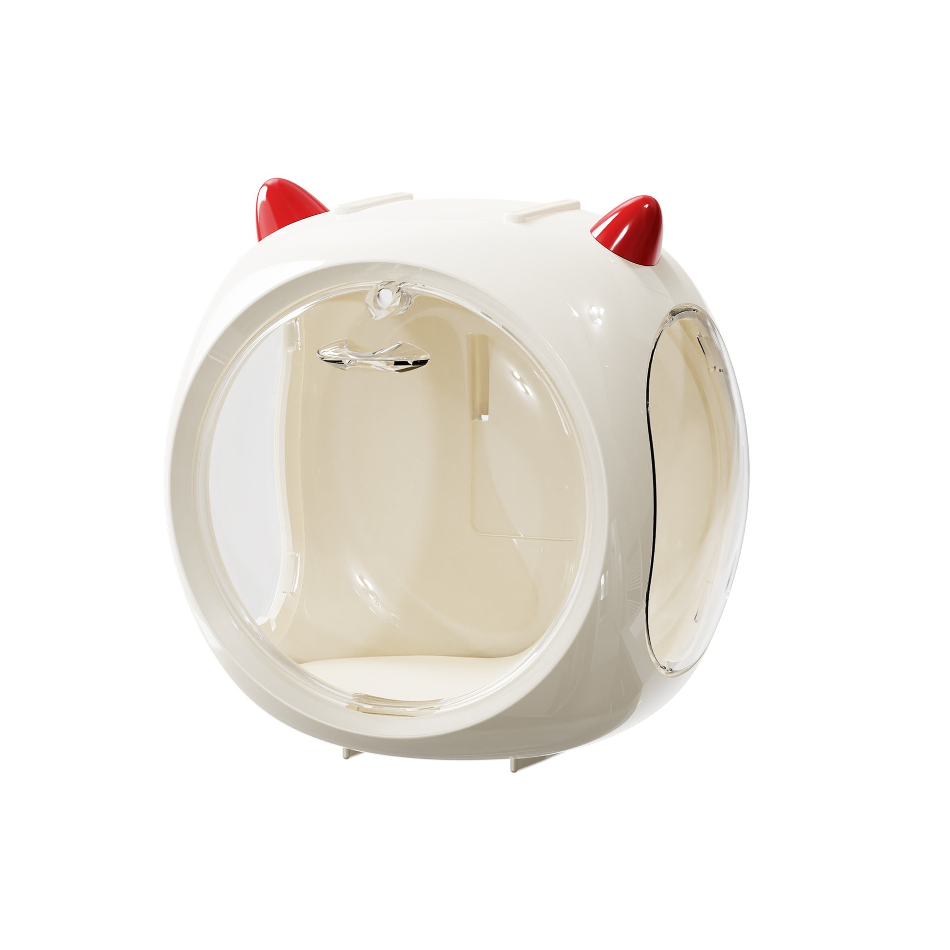 Beige And Red Horn Acrylic Blind Box Display Case Transparent Dustproof Storage For Figures Collectibles(The Model Is Shooting Prop Not Included) Disp