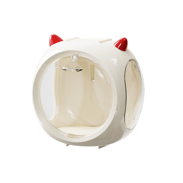 Beige And Red Horn Acrylic Blind Box Display Case Transparent Dustproof Storage For Figures Collectibles(The Model Is Shooting Prop Not Included) Disp