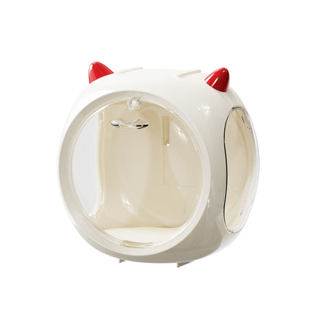 Beige And Red Horn Acrylic Blind Box Display Case Transparent Dustproof Storage For Figures Collectibles(The Model Is Shooting Prop Not Included) Disp