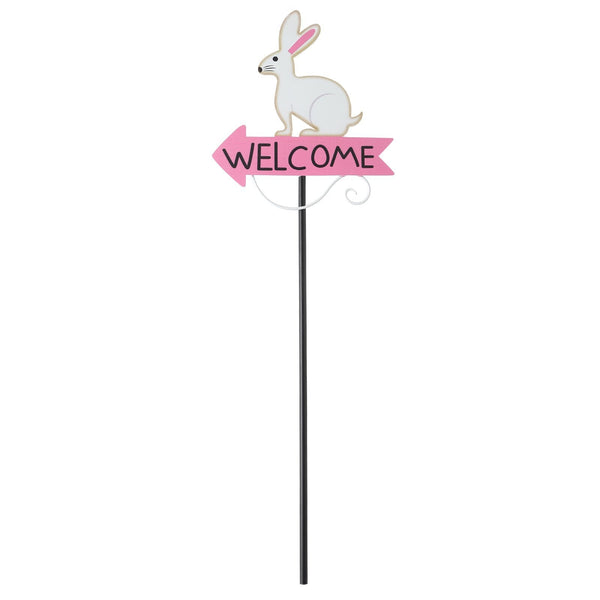 White Rabbit Pattern Charming Metal Garden Stakes | Welcome Yard & Lawn Decor Lawn Stakes