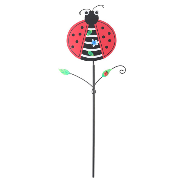 Red Ladybug Pattern Charming Metal Garden Stakes Welcome Yard & Lawn Decor Lawn Stakes
