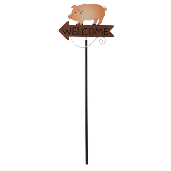 Pink Pig Pattern Charming Metal Garden Stakes | Welcome Yard & Lawn Decor Lawn Stakes
