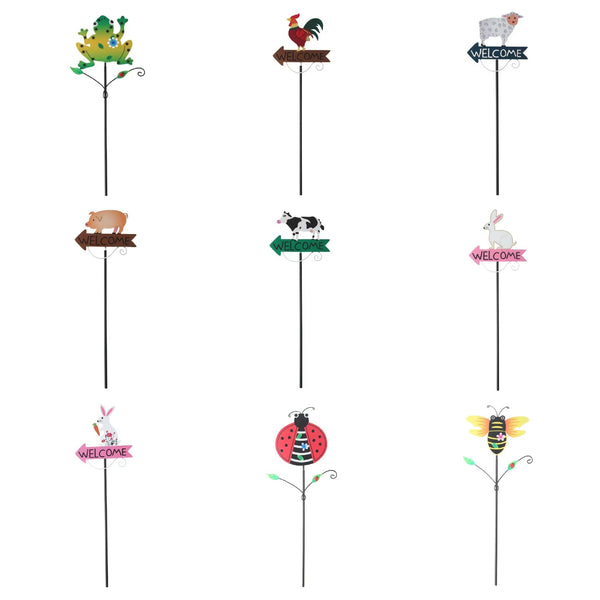 Pink Pig Pattern Charming Metal Garden Stakes | Welcome Yard & Lawn Decor Lawn Stakes