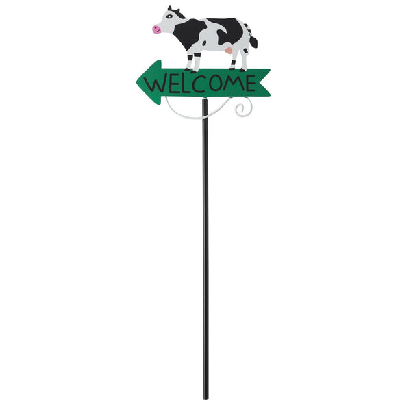 Black And White Cow Pattern Charming Metal Garden Stakes | Welcome Yard & Lawn Decor Lawn Stakes