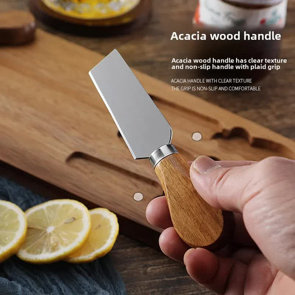 Brown And Silver Premium Acacia Wood Cheese Board Set | Charcuterie Platter With 3 Stainless Steel Knives Cutting Boards