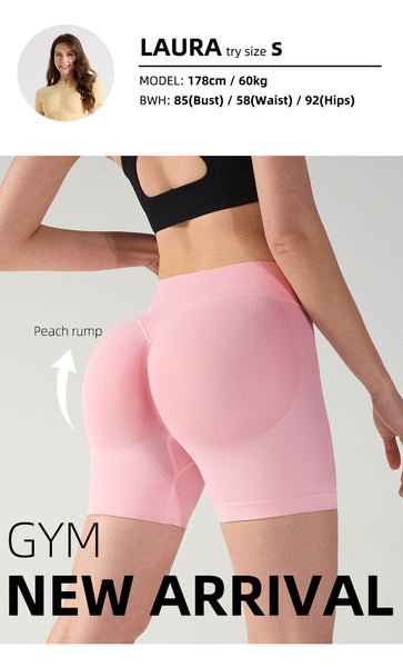 S Grey High Elastic Hip Yoga Shorts Seamless Mid Intensity Pilates Workout Activewear Shorts