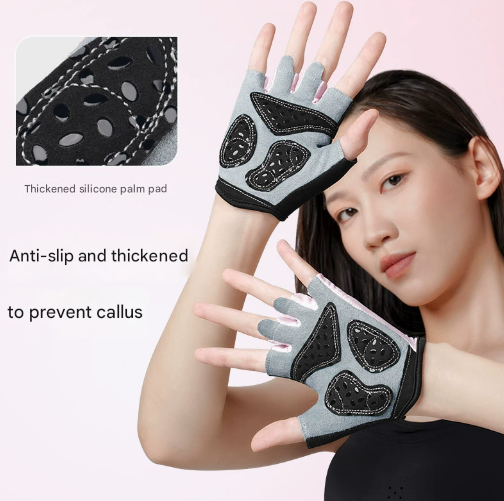 Grey Summer Cycling For Women Xl Breathable Half Finger Non Slip Training Fitness Gloves