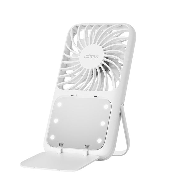 White Handheld Fan With Mirror Usb Rechargeable 3 Speed Mini For Summer Portable Fans