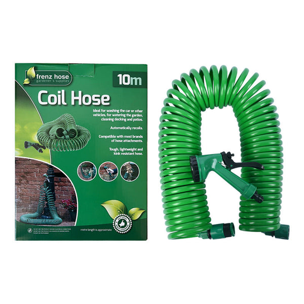 Elosung 10M Retractable Spring Garden Hose With 5 Function Spray Gun Eva Burst Proof Watering For Car Washing Hoses