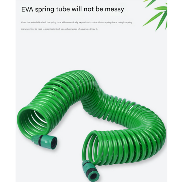 Elosung 10M Retractable Spring Garden Hose With 5 Function Spray Gun Eva Burst Proof Watering For Car Washing Hoses