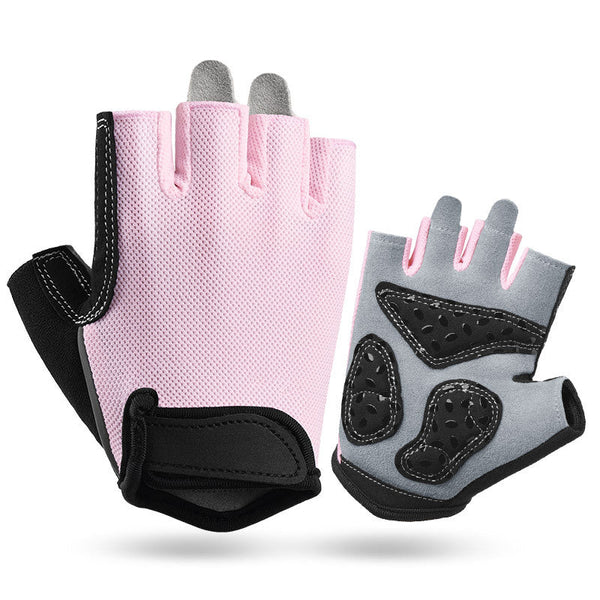 M Pink Women's Summer Cycling Breathable Half Finger Non Slip Fitness Training For Weightlifting Gloves