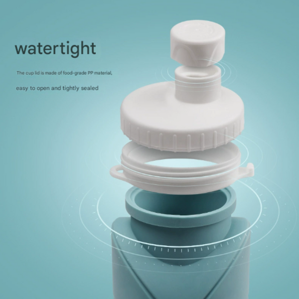 Elosung Eucalyptus Green Portable Silicone Collapsible Water Bottle Foldable Sports Cup For Cycling And Outdoor Fitness Canteens Bottles & Flasks