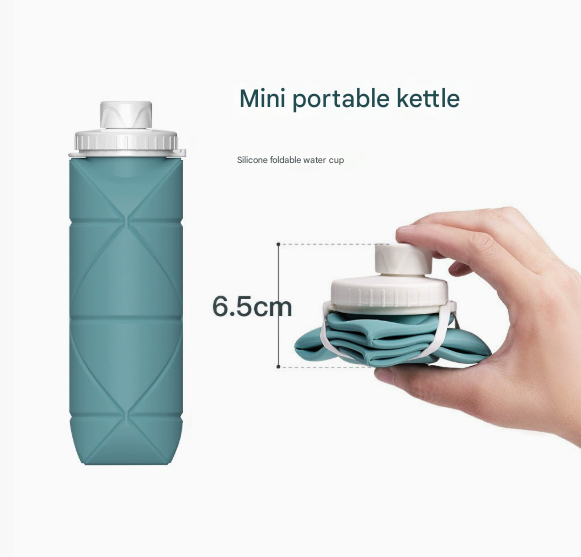 Grey Silicone Collapsible Water Bottle Foldable Sports Cup For Cycling And Outdoor Fitness Canteens Bottles & Flasks