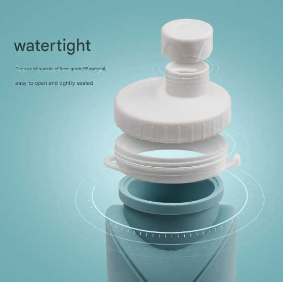 Grey Silicone Collapsible Water Bottle Foldable Sports Cup For Cycling And Outdoor Fitness Canteens Bottles & Flasks