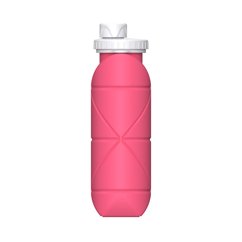 Pink Silicone Collapsible Water Bottle Foldable Sports Cup For Outdoor Fitness Canteens Bottles & Flasks