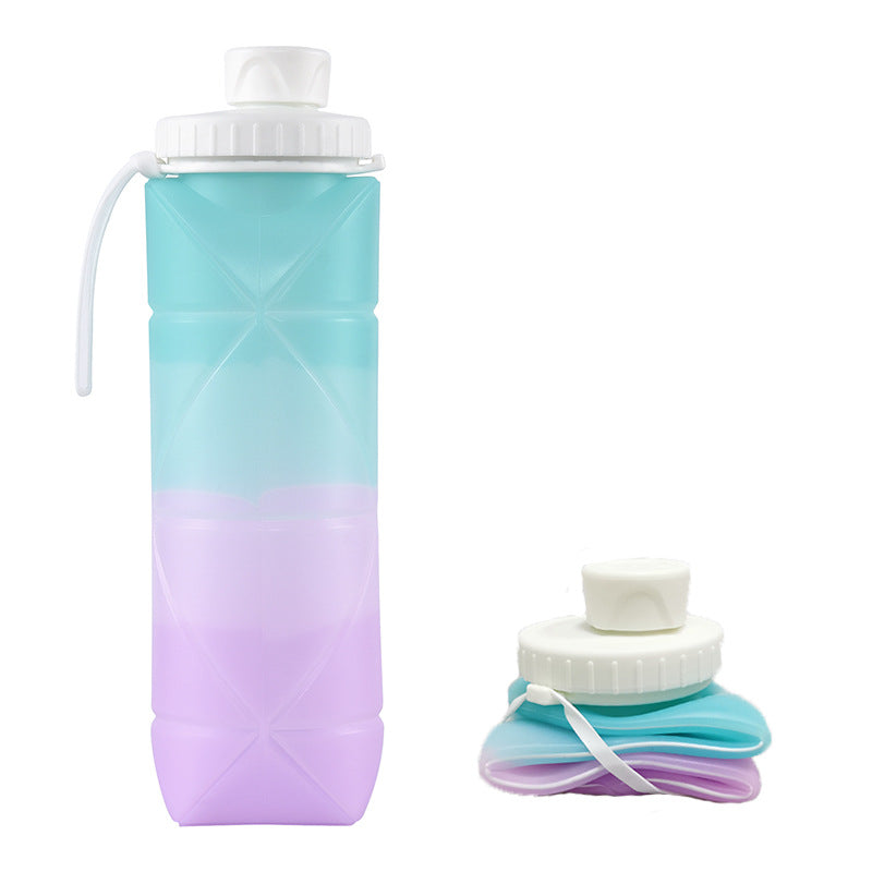 Blue Purple Silicone Collapsible Water Bottle Foldable Sports Cup For Cycling And Outdoor Fitness Canteens Bottles & Flasks