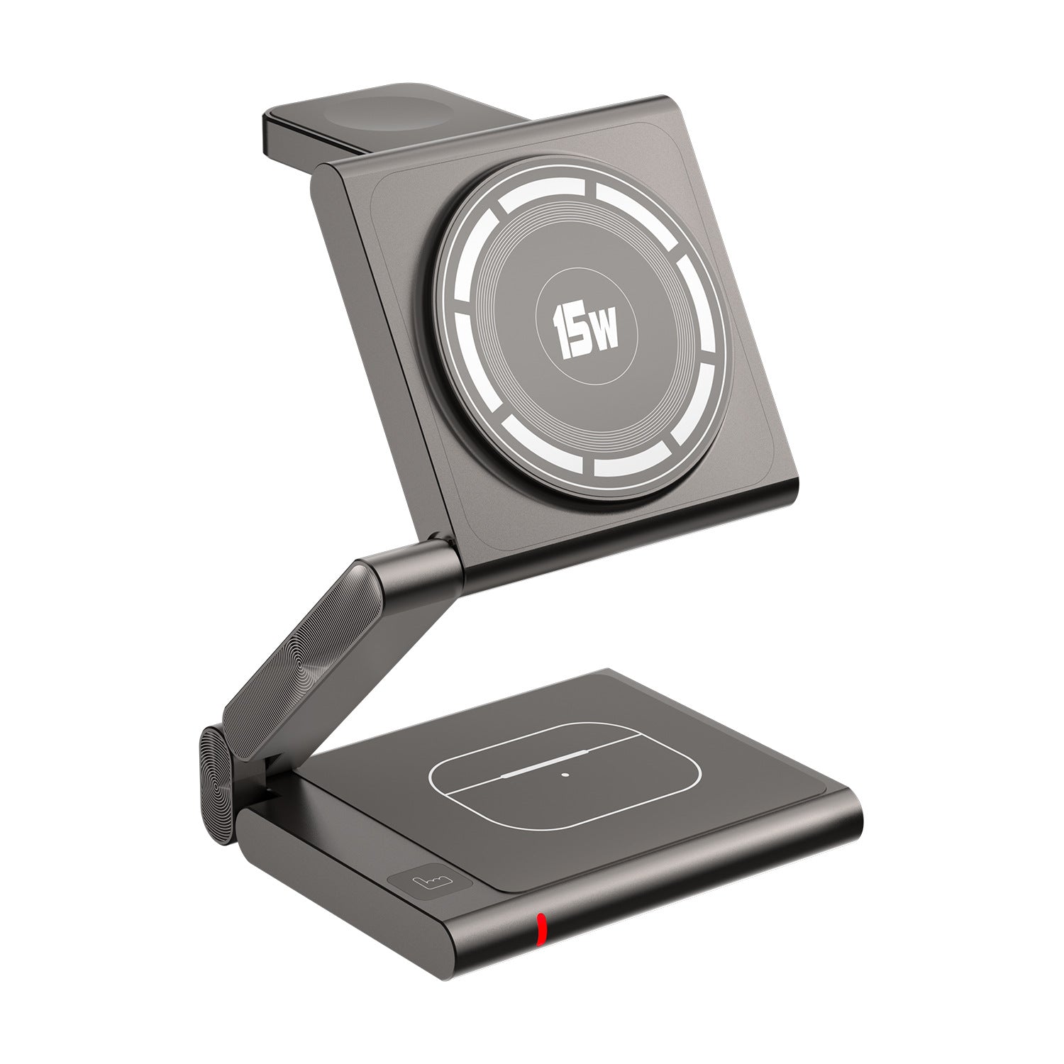 Silver Grey Mag Netic 3 In 1 Wireless Charger For Apple Devices 15W Fast Charging Station Chargers & Cradles