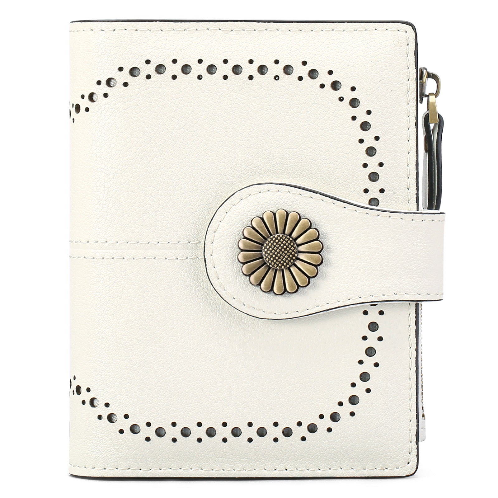 White(Star Napa) Women's Short Leather Wallet European Style Waxed Coin Purse With Zipper Card Holder In Red Wallets