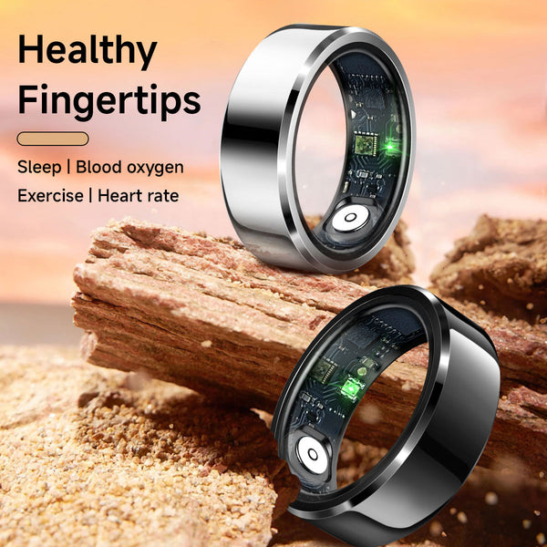 Rose Gold Round 0.74Inch Smart Ring With Heart Rate And Sleep Tracking Ip68 Waterproof Fitness Tracker Step Counter Activity Trackers