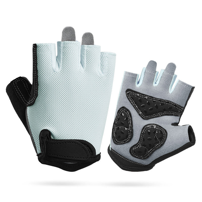 M Grey Children's Summer Cycling Breathable Half Finger Non Slip Fitness Training For Weightlifting Gloves