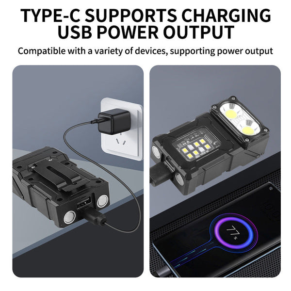 Cob+Led Work Light With Digital Display 180 Degree Rotatable Magnetic Emergency Flashlight Warning Modes Flashlights