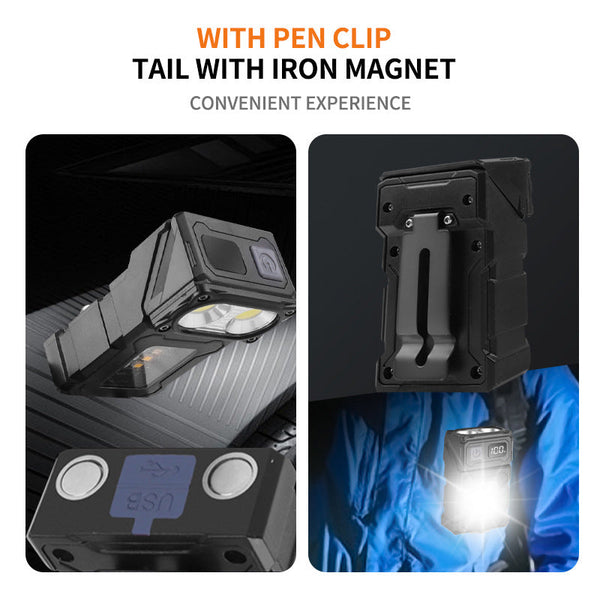 Cob+Led Work Light With Digital Display 180 Degree Rotatable Magnetic Emergency Flashlight Warning Modes Flashlights