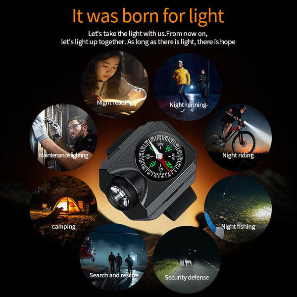 Xpg Wrist Light Rechargeable Led Running With Compass And Watch For Camping Adventure Other Camping