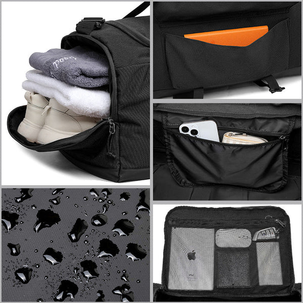 Black Dry Wet Separation Gym Bag Yoga Fitness Travel Duffel Shoe Compartment Gym Bags