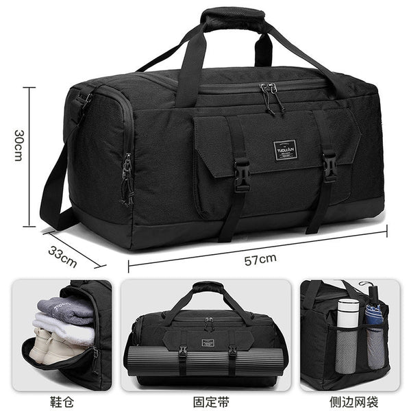 Grey Dry Wet Separation Gym Bag Yoga Fitness Travel Duffel With Shoe Compartment Gym Bags