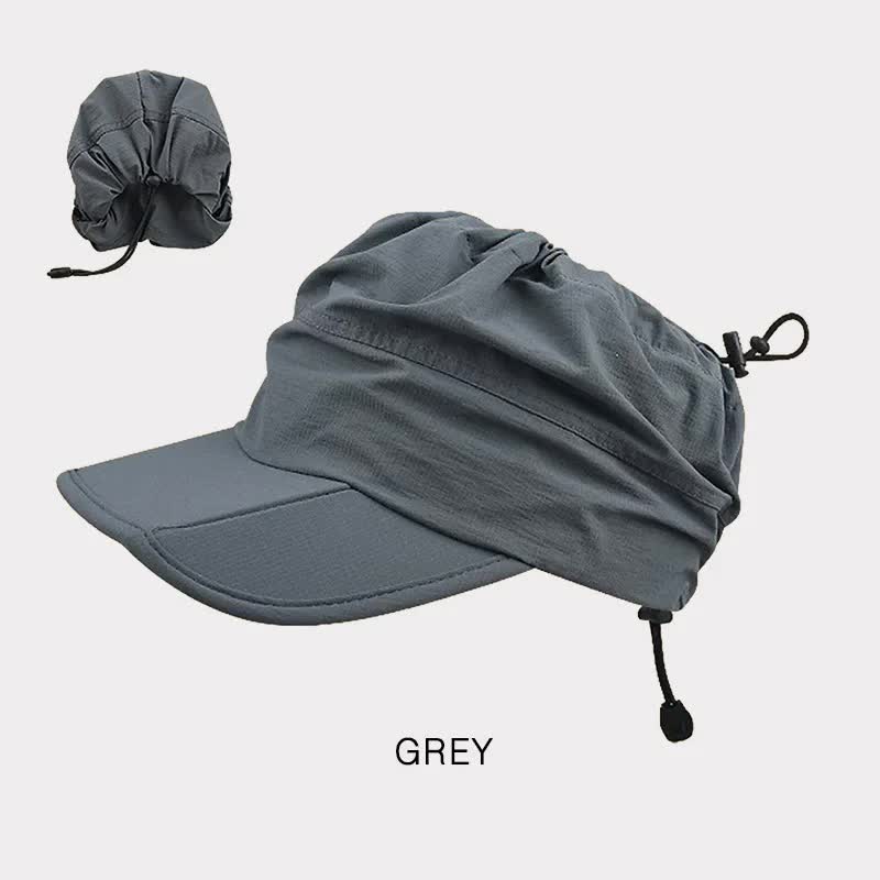 Grey Summer Outdoor Quick Dry Sun Hat Foldable Visor Cap Uv Protection 55 58Cm Hats & Headwear