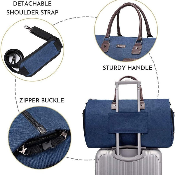 Dark Blue 45L Garment Duffel Bag Men's Travel Suit Carry On Weekender Duffle Bags