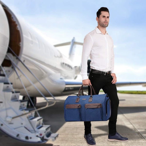 Dark Blue 45L Garment Duffel Bag Men's Travel Suit Carry On Weekender Duffle Bags