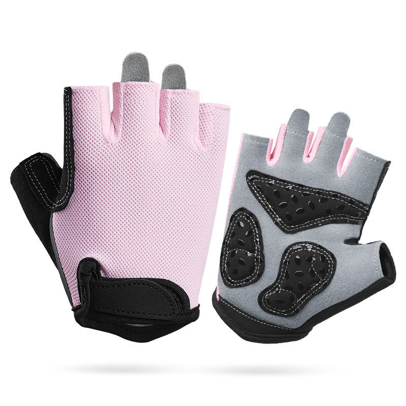 Pink Children's Summer Cycling Breathable Half Finger Non Slip Fitness Training Gloves