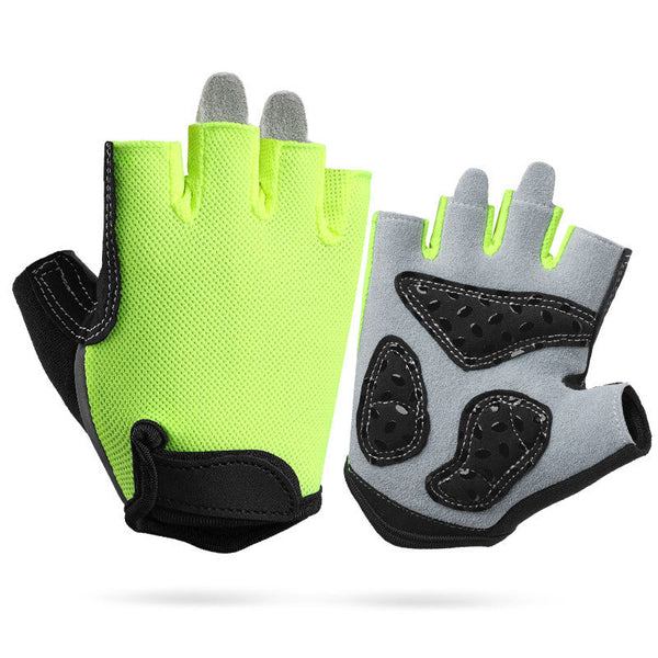 M Green Children's Summer Cycling Breathable Half Finger Non Slip Fitness Training For Weightlifting Gloves