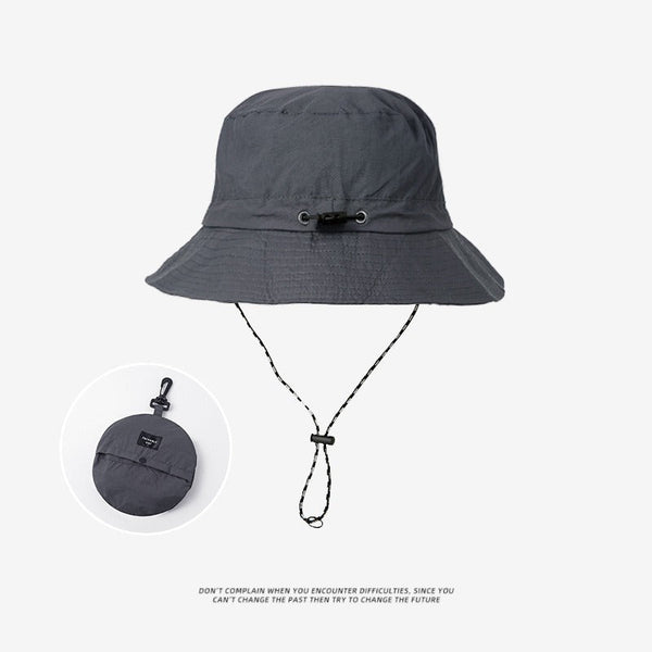Grey 2Pcs Waterproof Bucket Hat Foldable Outdoor Sun 55 59Cm With Chinstrap Hats & Headwear