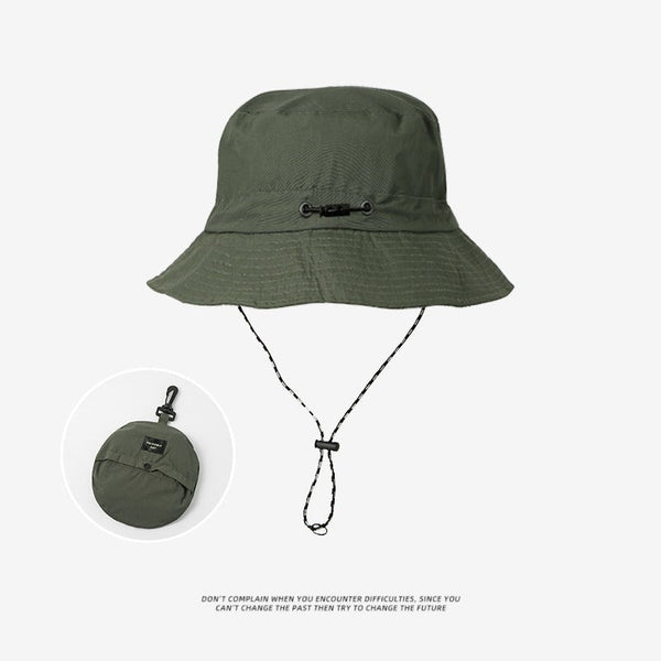Green 2Pcs Waterproof Bucket Hat Foldable Outdoor Sun With Chinstrap 55 59Cm Hats & Headwear